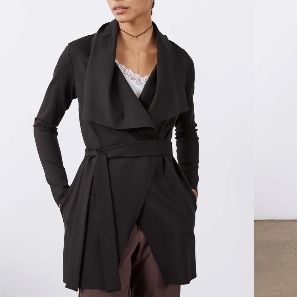 Elegant Black Women's Drape Coat